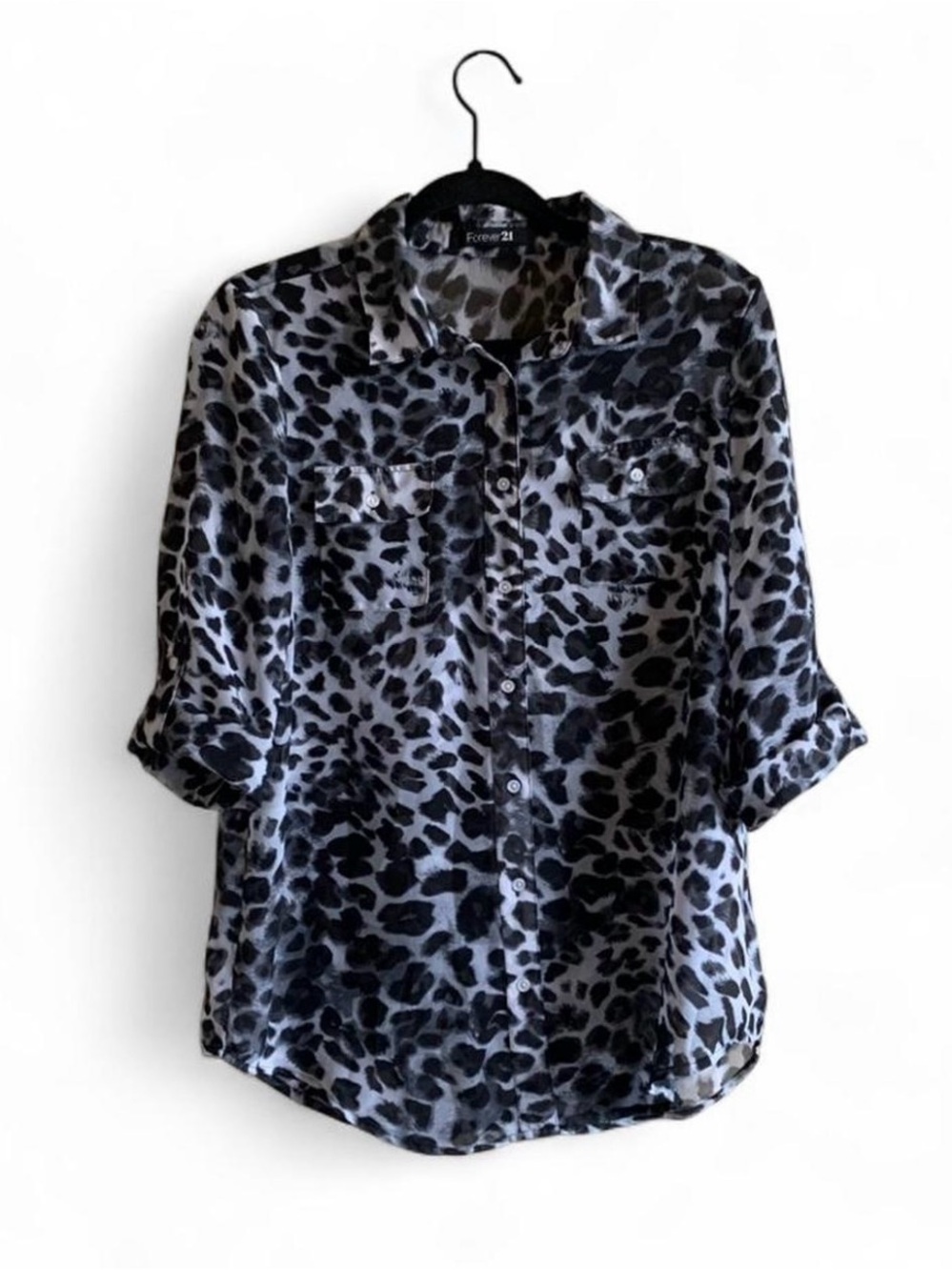 Y2K Forever 21 Black and Gray Leopard Top